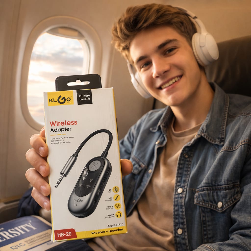 Adaptador Bluetooth 5.3 AUX 3.5mm KLGo HB-20 Transmisor y Receptor Manos Libres